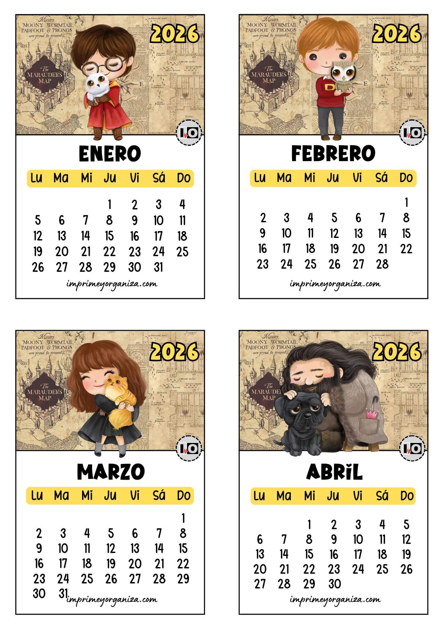 Calendario 2026 apilable Harry Potter