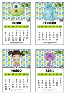 Calendario 2026 apilable Monsters Inc