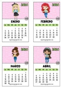 Calendario 2026 apilable Princesas Café