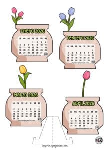 Calendario Armable de 2026 Tulipanes