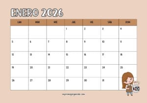 Calendario Mensual 2026 Coffe Shop