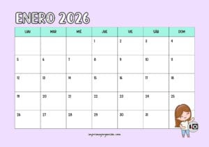 Calendario Mensual 2026 Craft Girl