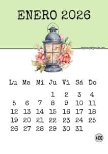 Calendario Mensual 2026 Farolillo