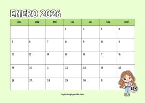 Calendario Mensual 2026 Maestros