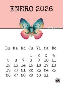 Calendario Mensual 2026 Mariposas