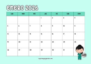 Calendario Mensual 2026 Medicina
