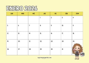 Calendario Mensual 2026 Peluquería
