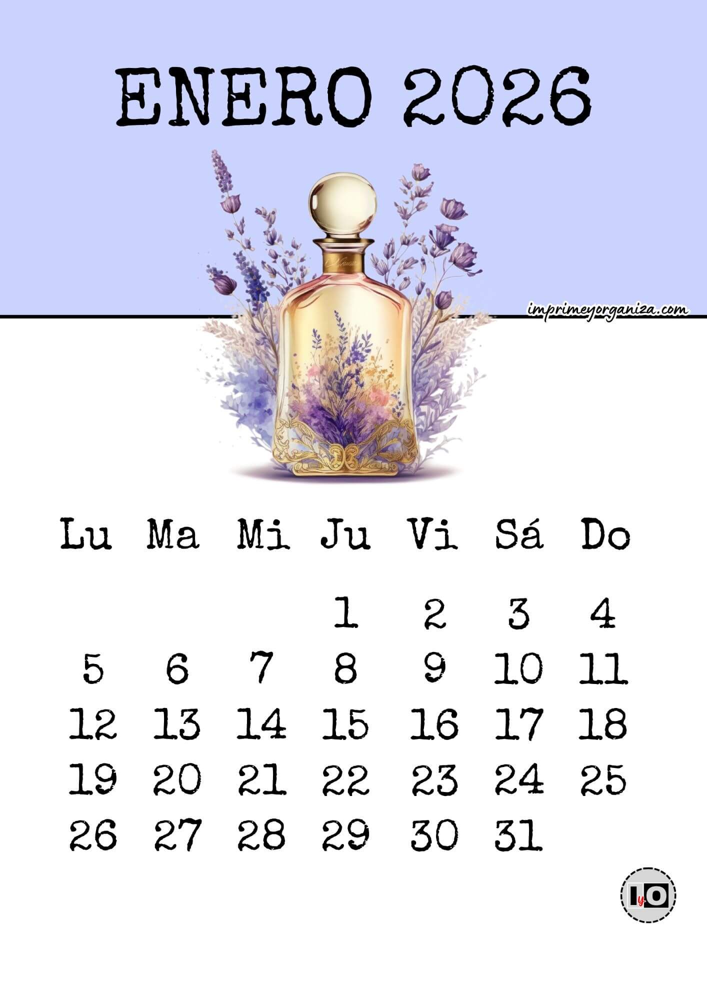Calendario Mensual 2026 Perfume