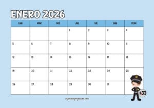 Calendario Mensual 2026 Policía