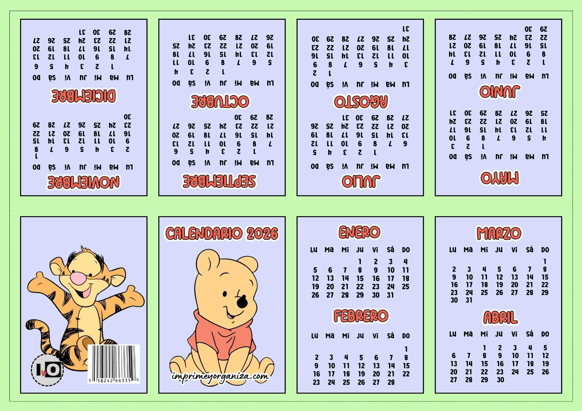 Mini-calendario de Winnie y Tigger