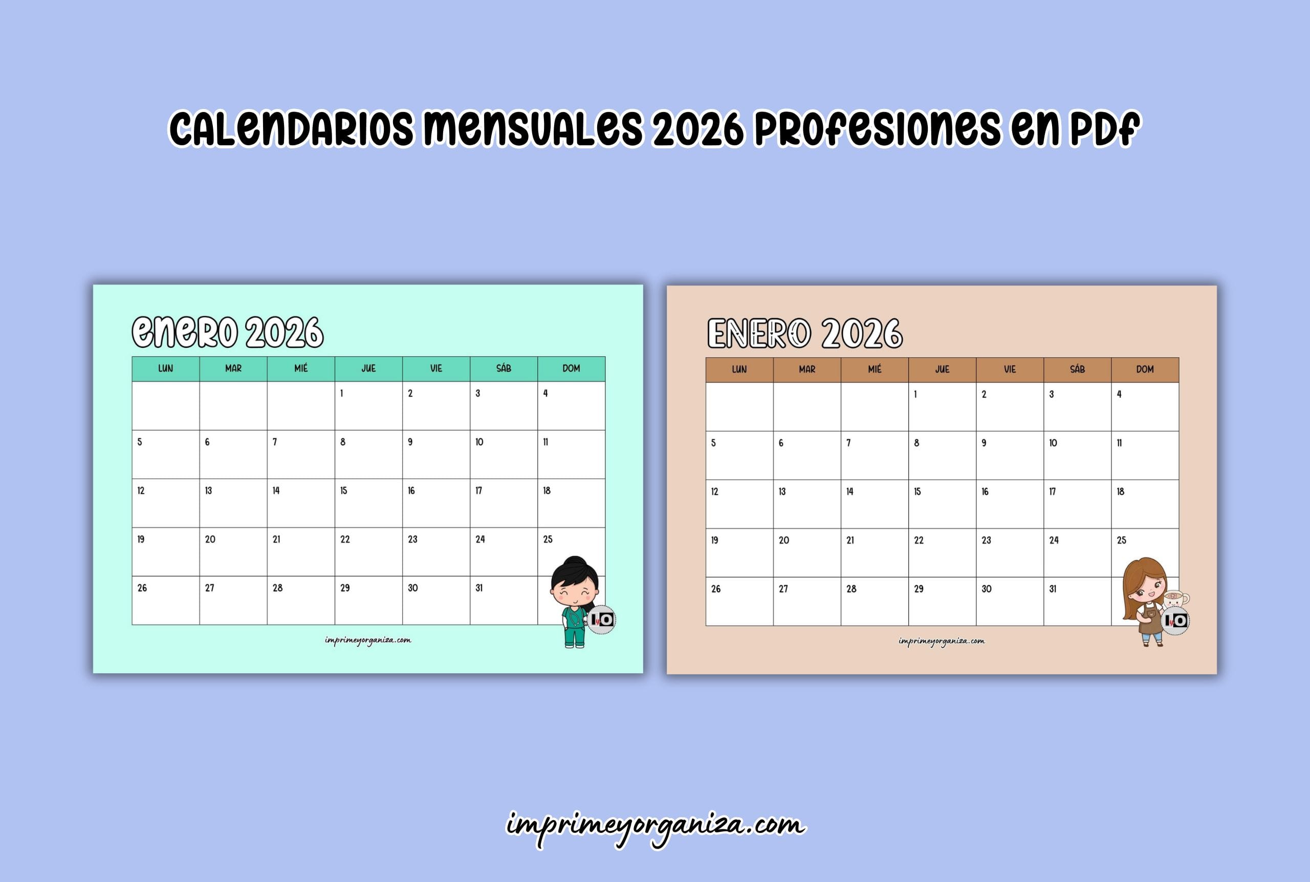 calendarios mensuales profesiones en pdf