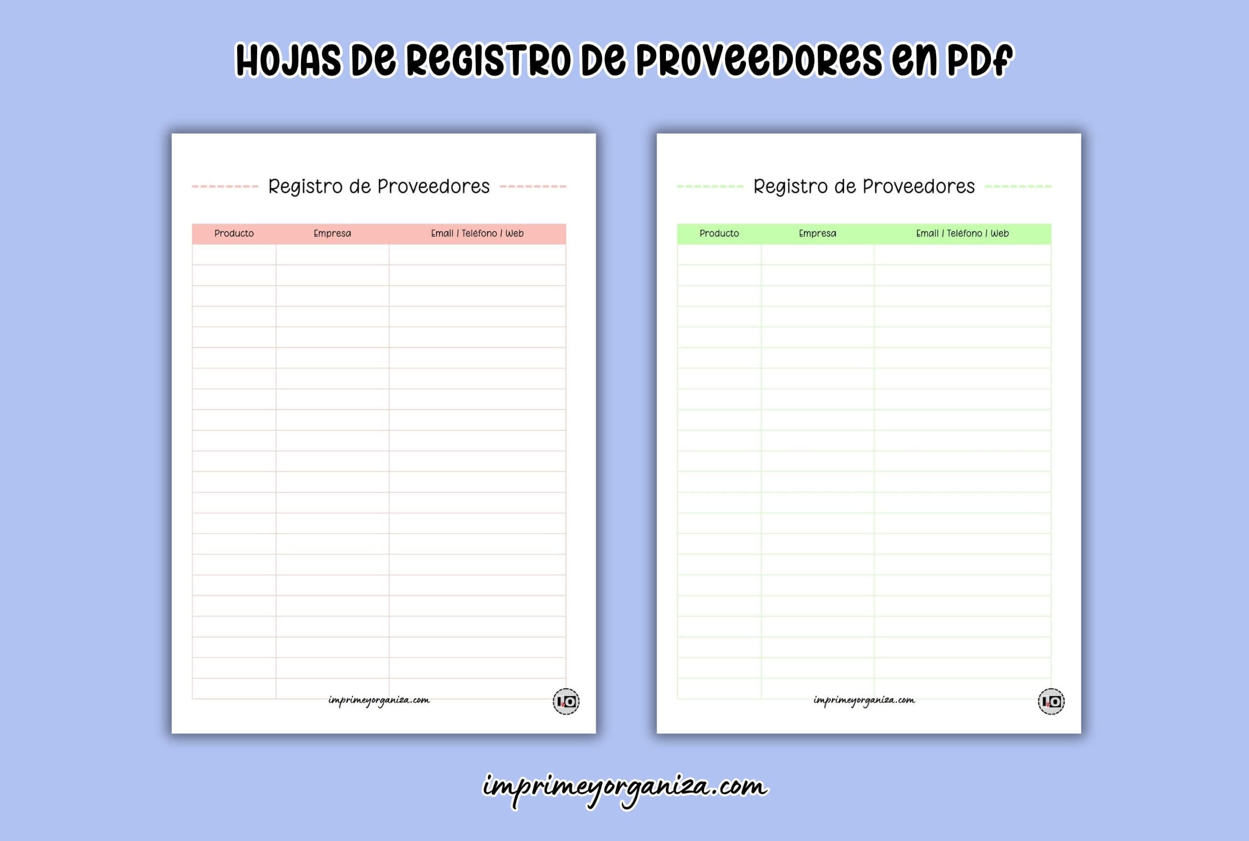hojas de registro de proveedores en pdf