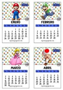Calendario 2026 apilable Super Mario