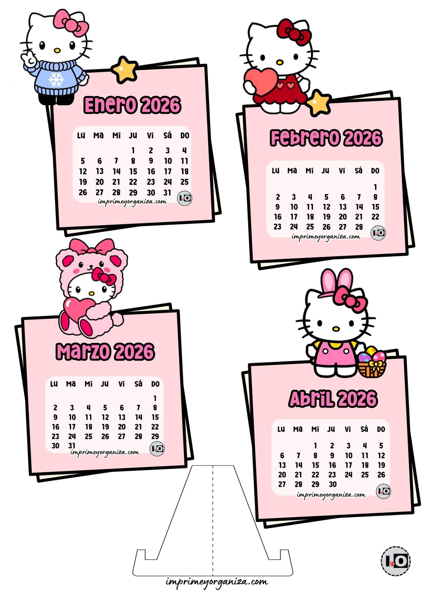 Calendario Armable 2026 Hello Kitty
