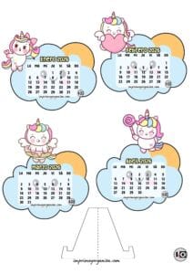 Calendario Armable de 2026 Unicornios