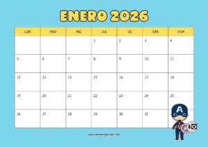 Calendario Mensual 2026 Héroes