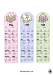 Calendarios Marcapáginas 2026 flores y libros