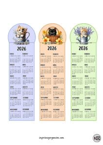 Calendarios Marcapáginas 2026 gatitos y flores