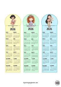 Calendarios Marcapáginas 2026 niñas y flores