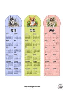 Calendarios Marcapáginas 2026 perros y flores