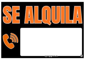 Cartel Se Alquila Negro-Naranja