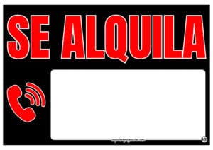 Cartel Se Alquila Negro-Rojo