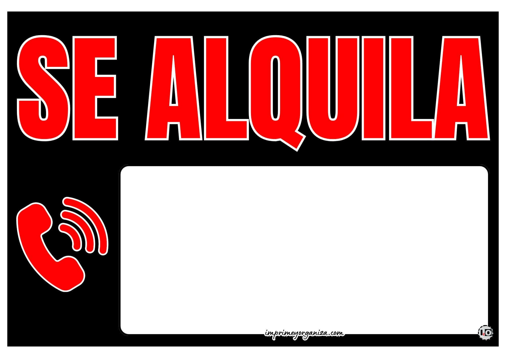 Cartel Se Alquila Negro-Rojo