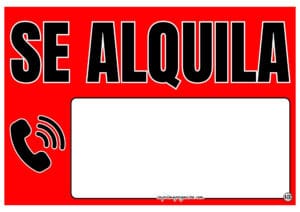 Cartel Se Alquila Rojo