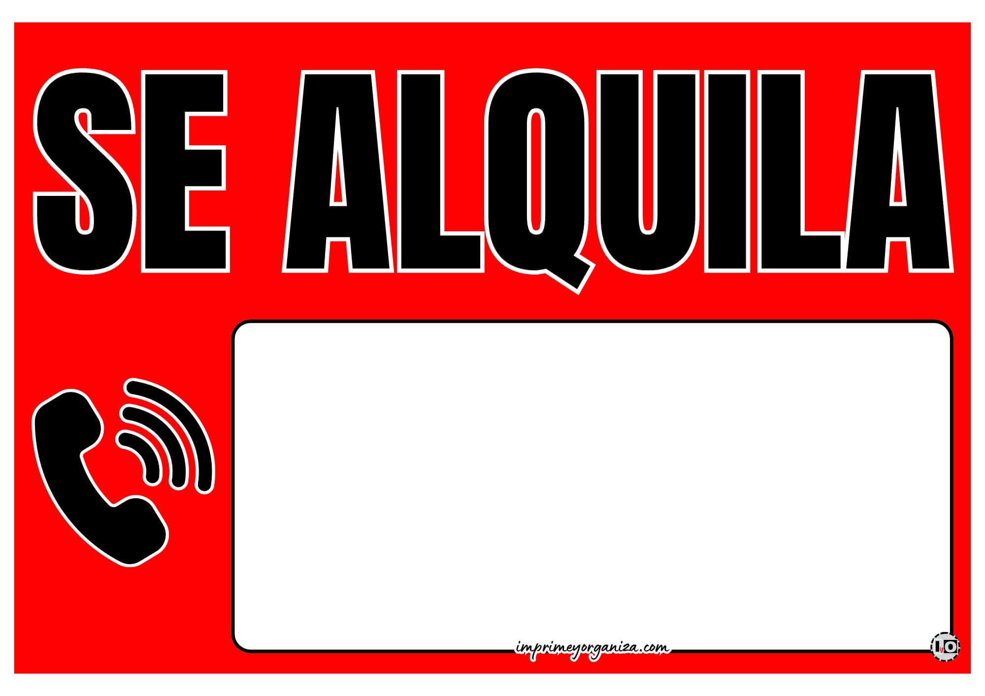 Cartel Se Alquila Rojo