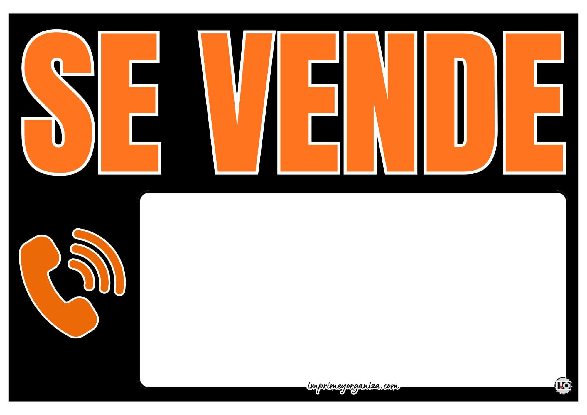 Cartel Se Vende Negro-Naranja