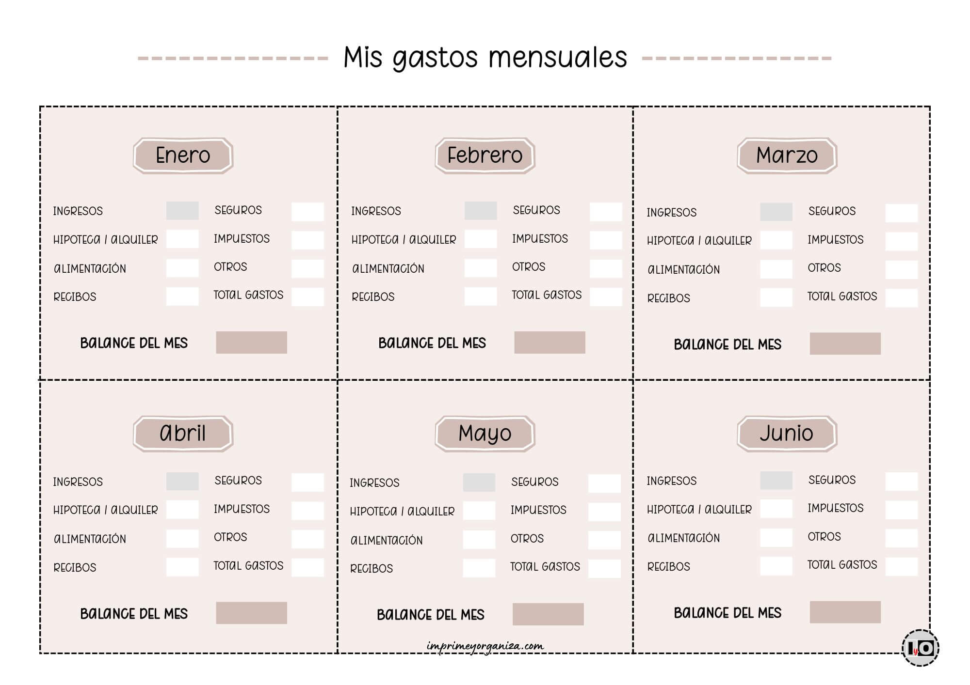 Gastos Mensuales del Hogar Beige