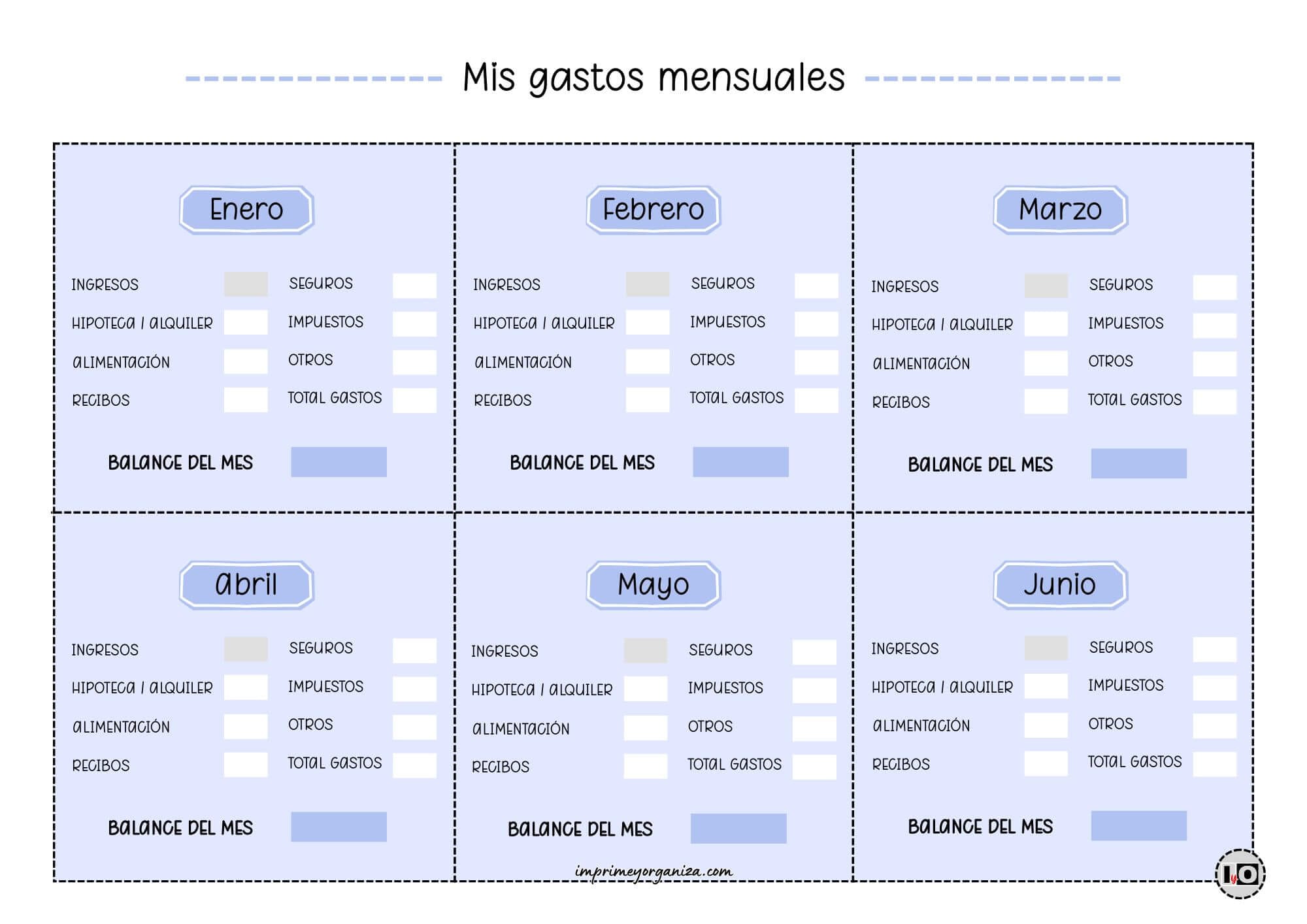 Gastos Mensuales del Hogar Blue