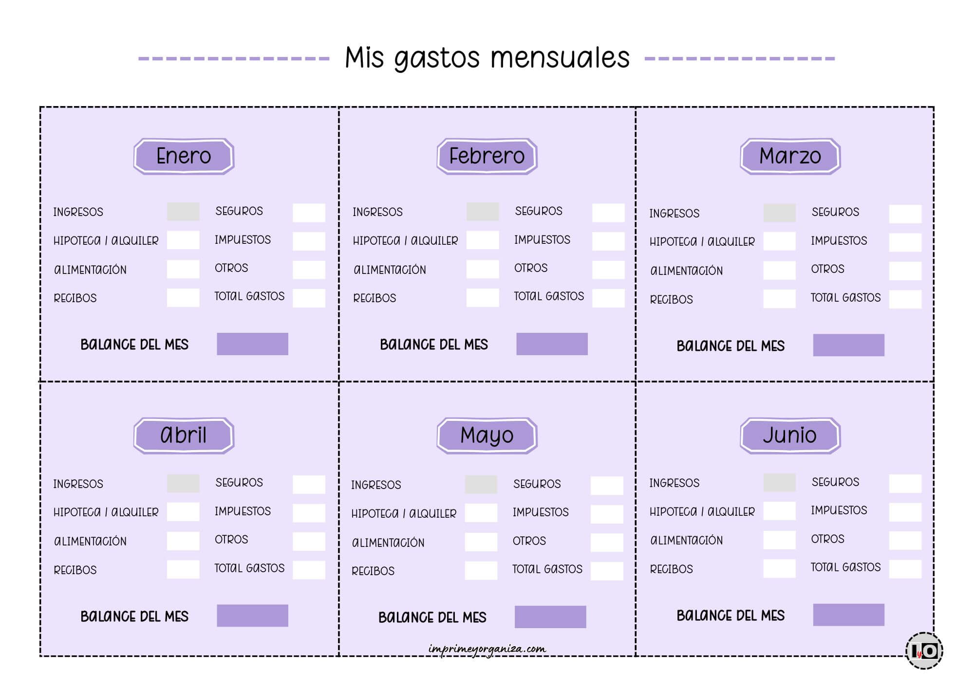 Gastos Mensuales del Hogar Lila