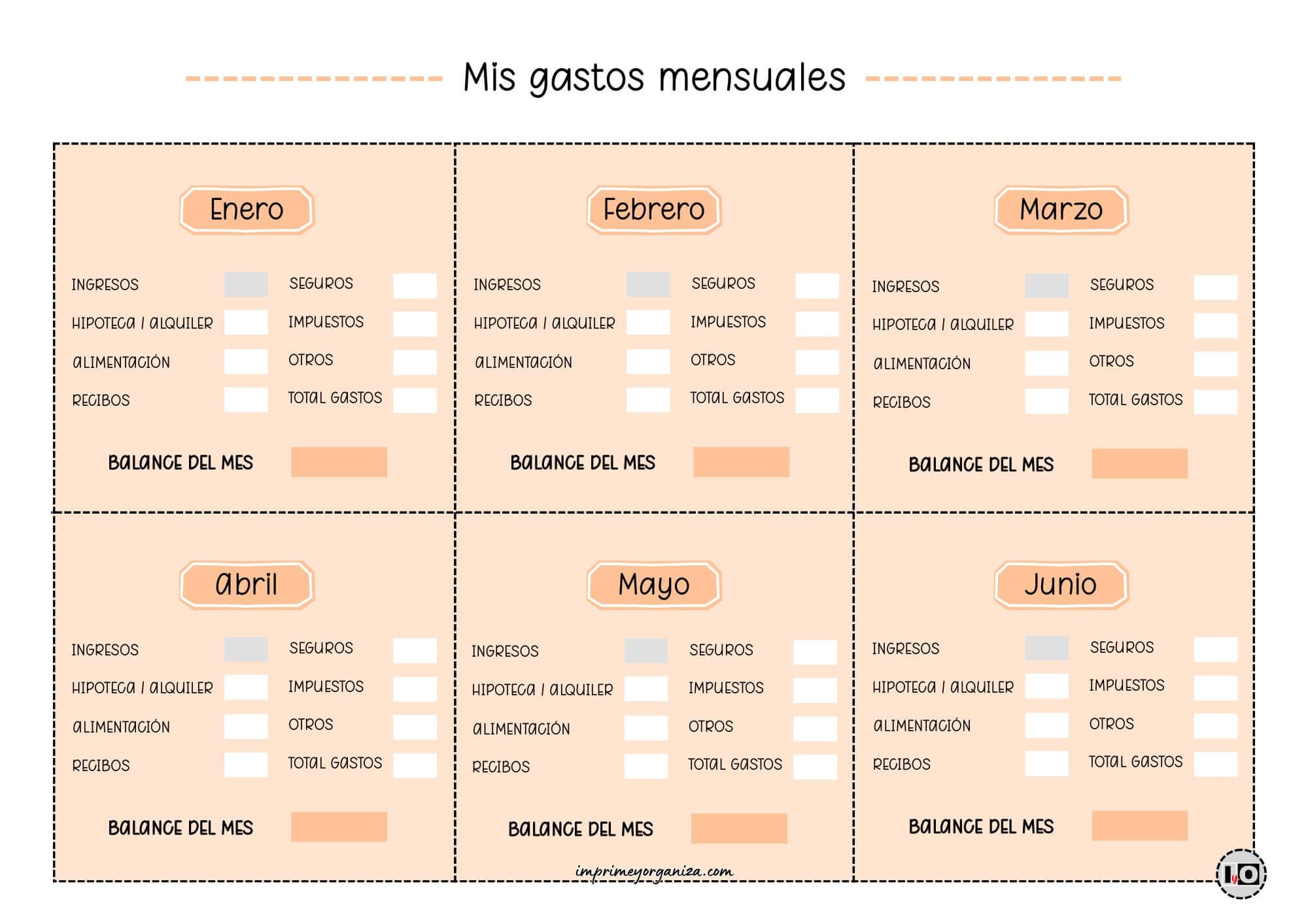 Gastos Mensuales del Hogar Naranja