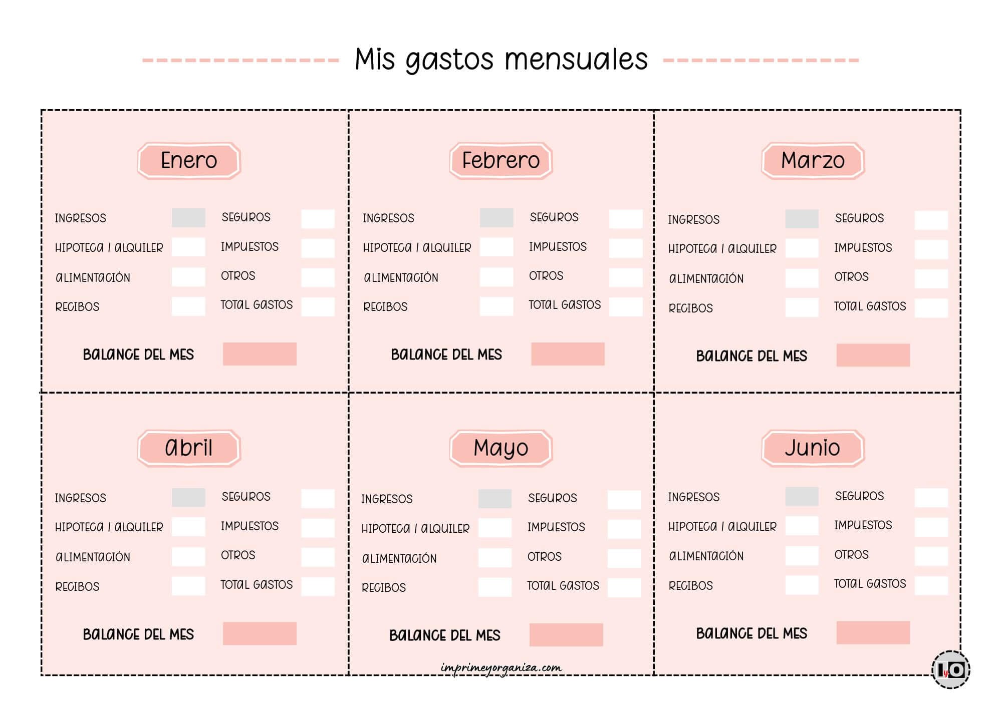 Gastos Mensuales del Hogar Rosa
