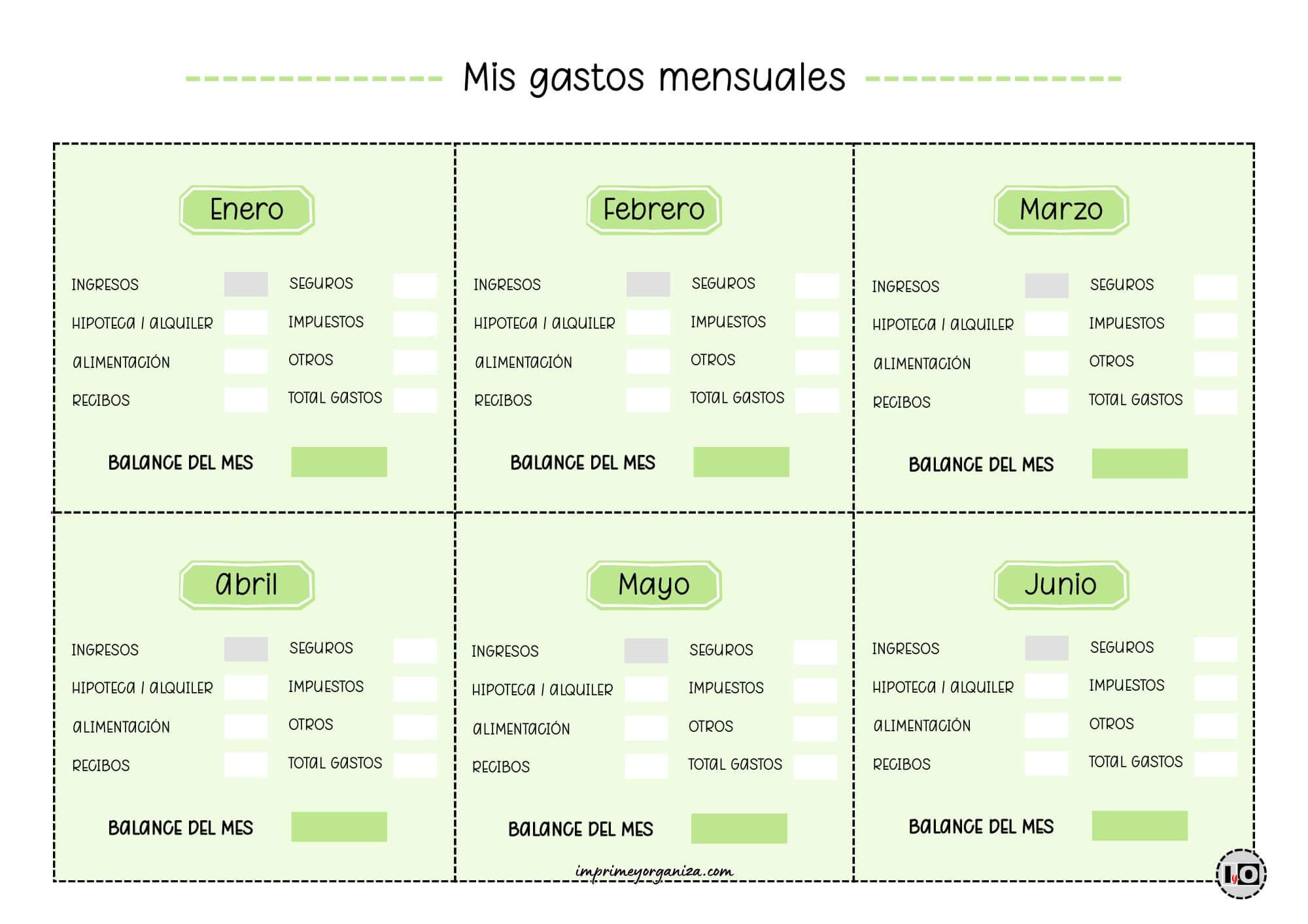 Gastos Mensuales del Hogar Verde