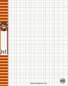 Hoja de carpeta cuadriculada Nº3 Harry Potter
