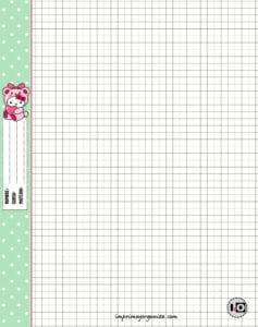 Hoja de carpeta cuadriculada Nº3 Hello Kitty