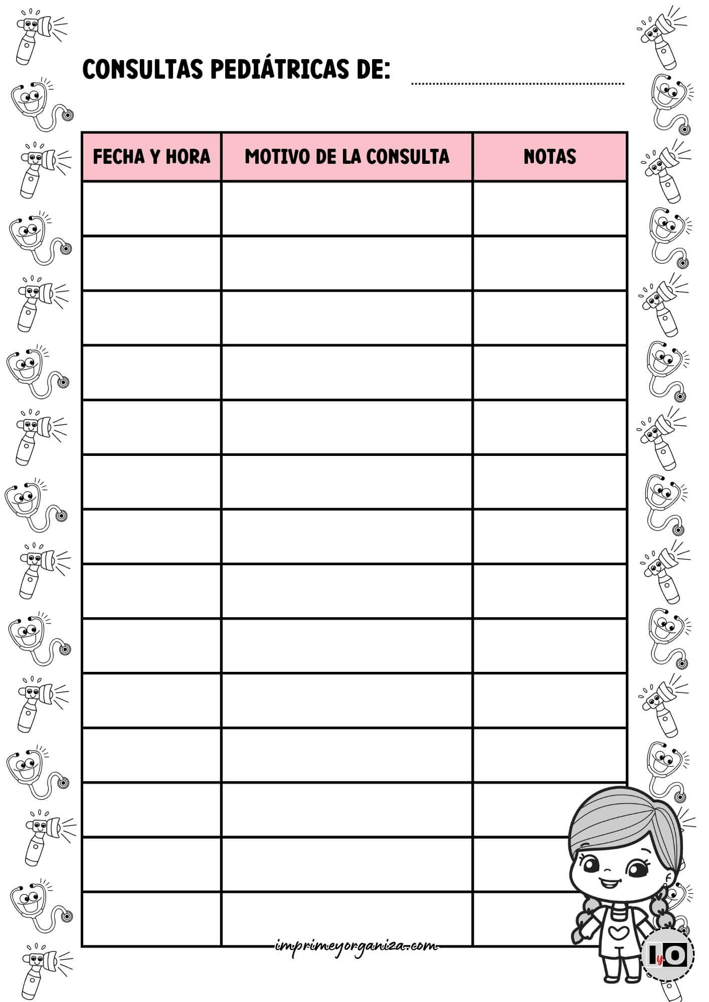 Control de consultas pediátricas Niña