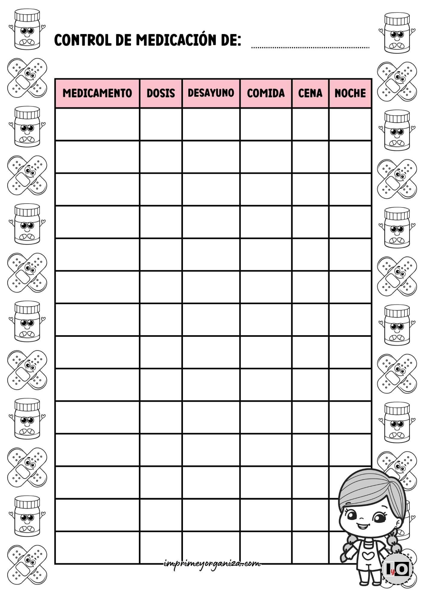 Control de tomas de medicación de Niña