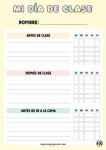 Organizador de tareas infantiles Día de clase amarillo