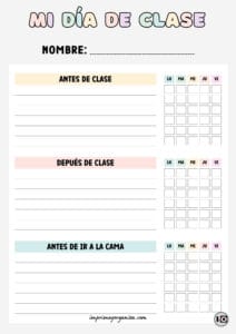 Organizador de tareas semanales Día de clase gris