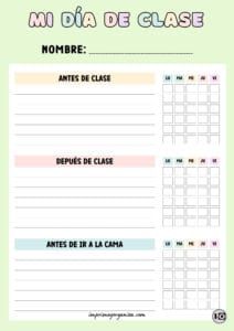 Organizador de tareas infantiles Día de clase verde