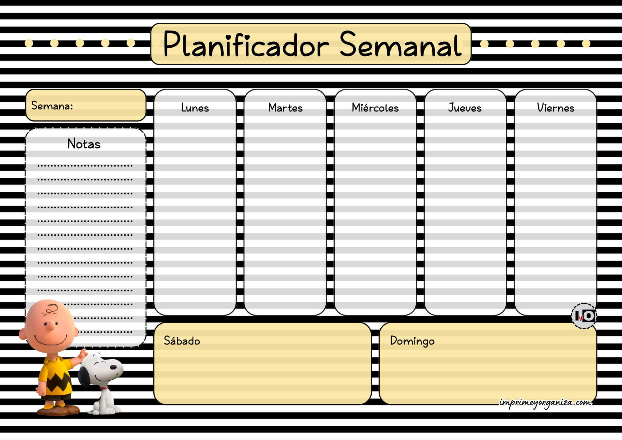Planificador Semanal Snoopy y Carlitos