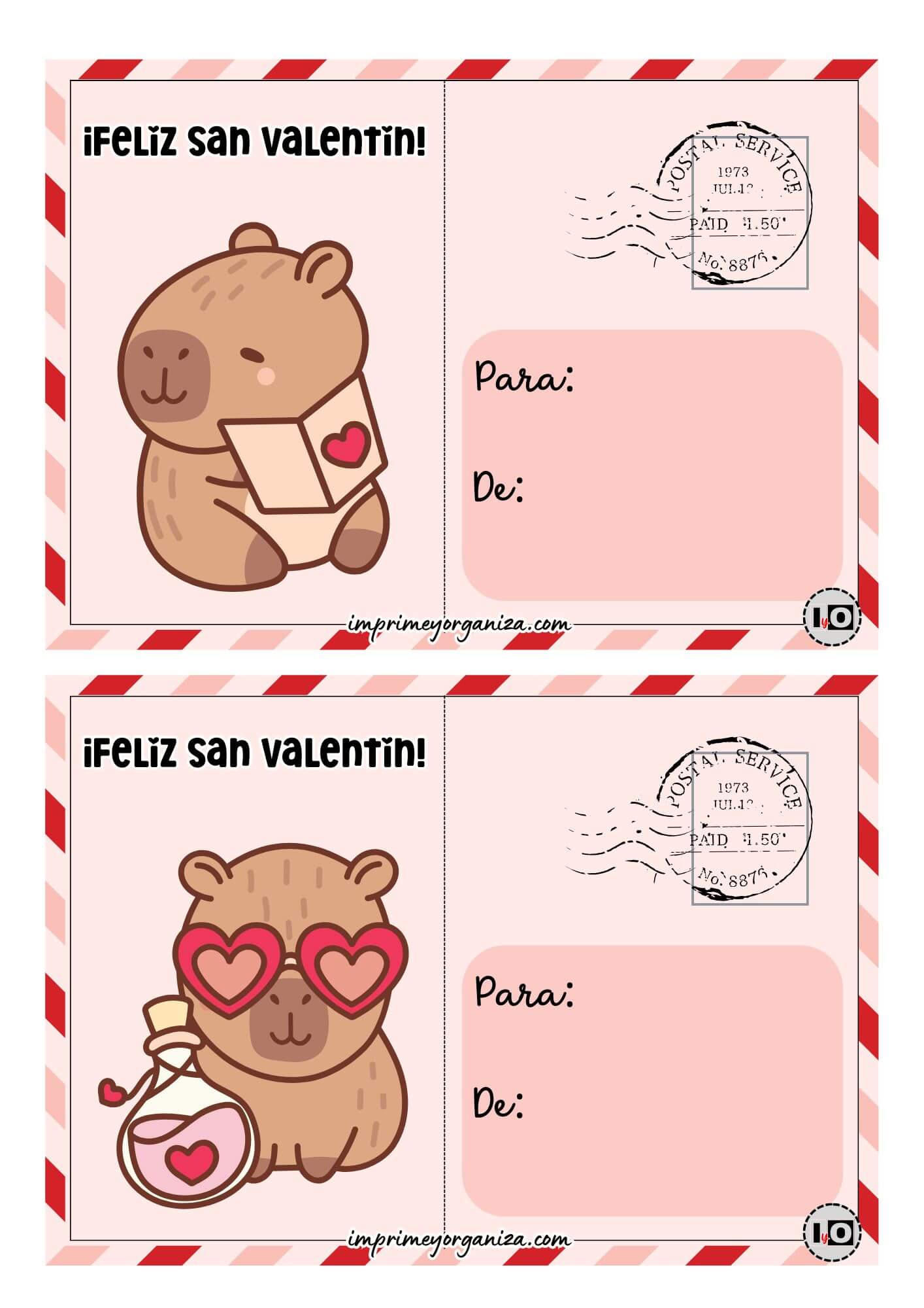 Postales San Valentín Capibaras