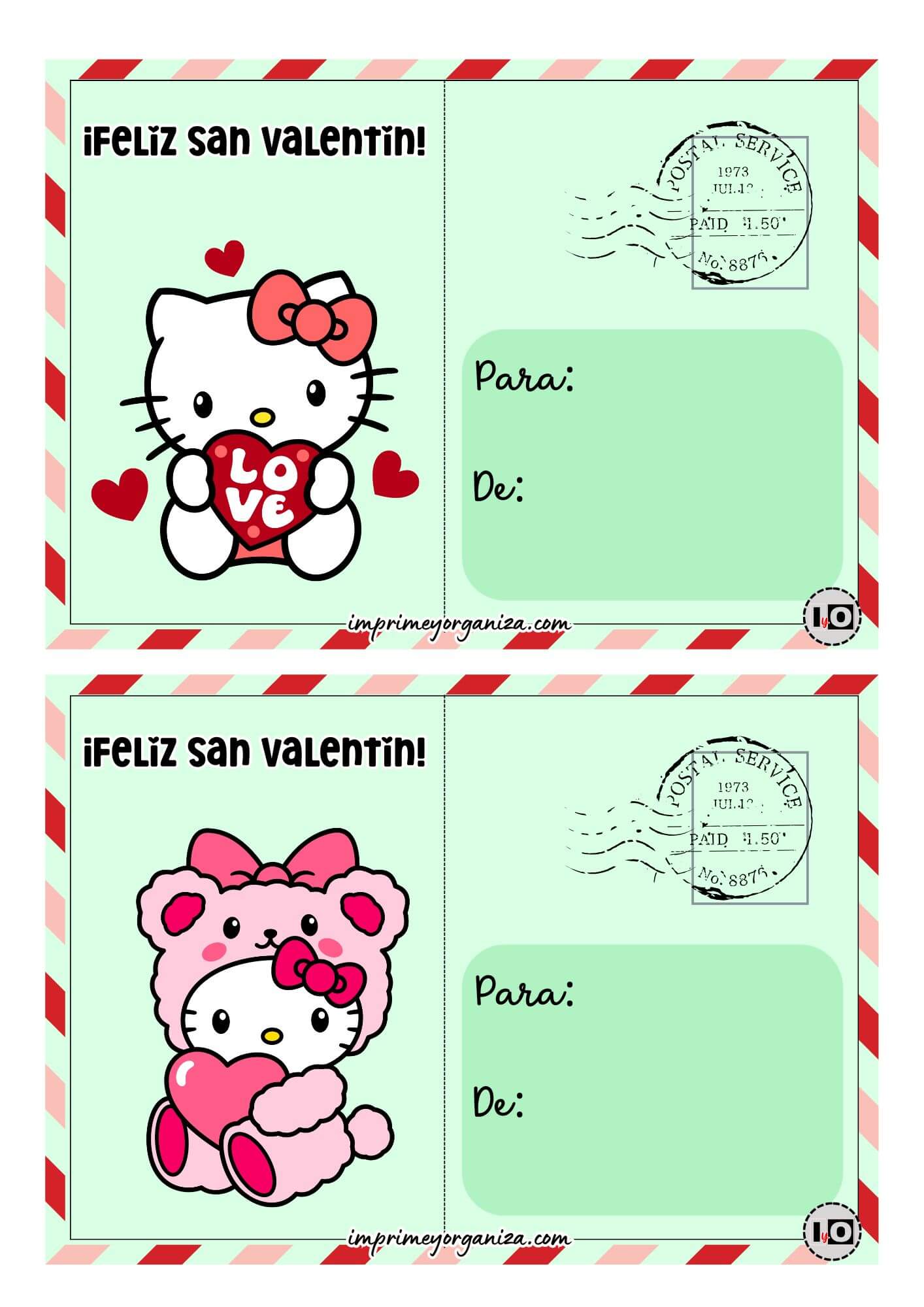 Postales San Valentín Hello Kitty