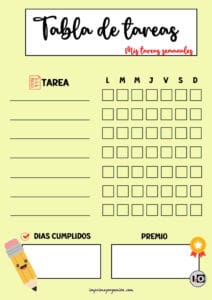 Tabla de Tareas Rellenable Amarilla