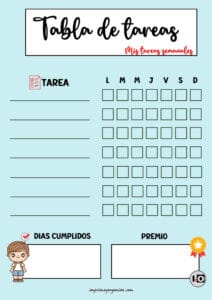 Tabla de Tareas Rellenable Azul
