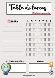 Tabla de Tareas Rellenable Gris