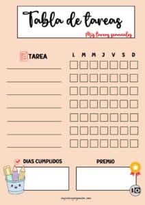 Tabla de Tareas Rellenable Naranja